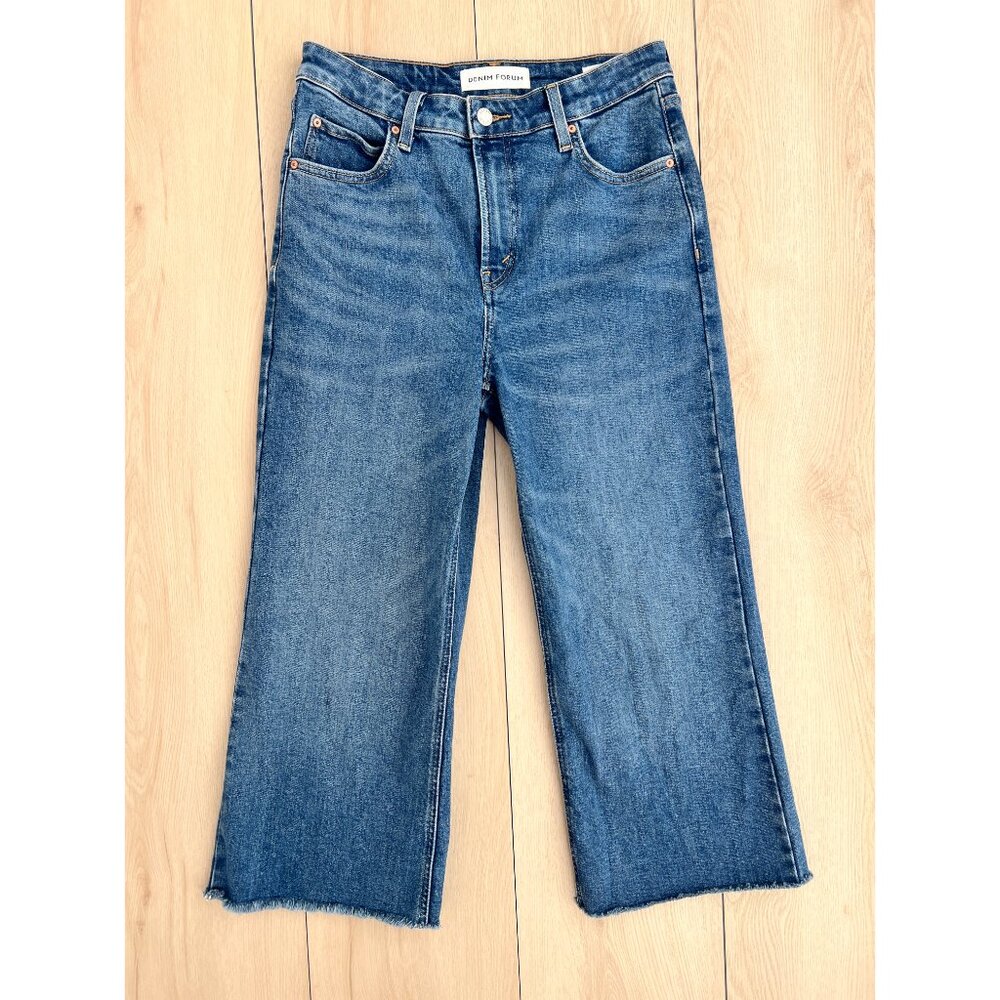 Denim Forum The 90s Snatched Hi-Rise Wide Cropped Jeans with Raw Hem Size 28